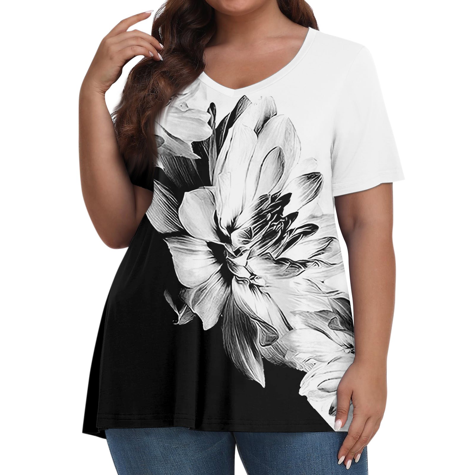 ADSSDQ Oversized T Shirts For Women Short Sleeve Teacher Shirt Vneck ...
