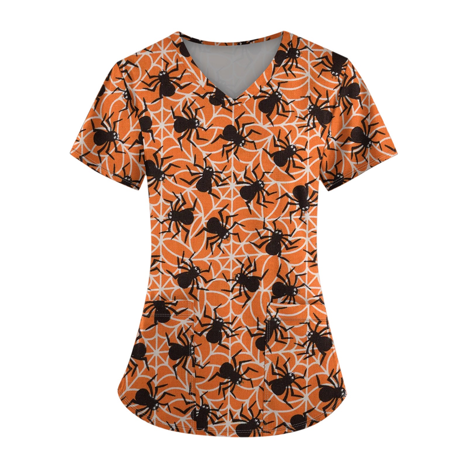 ADSSDQ Scrub Tops Women Plus Size V Neck Halloween T Shirts for Women