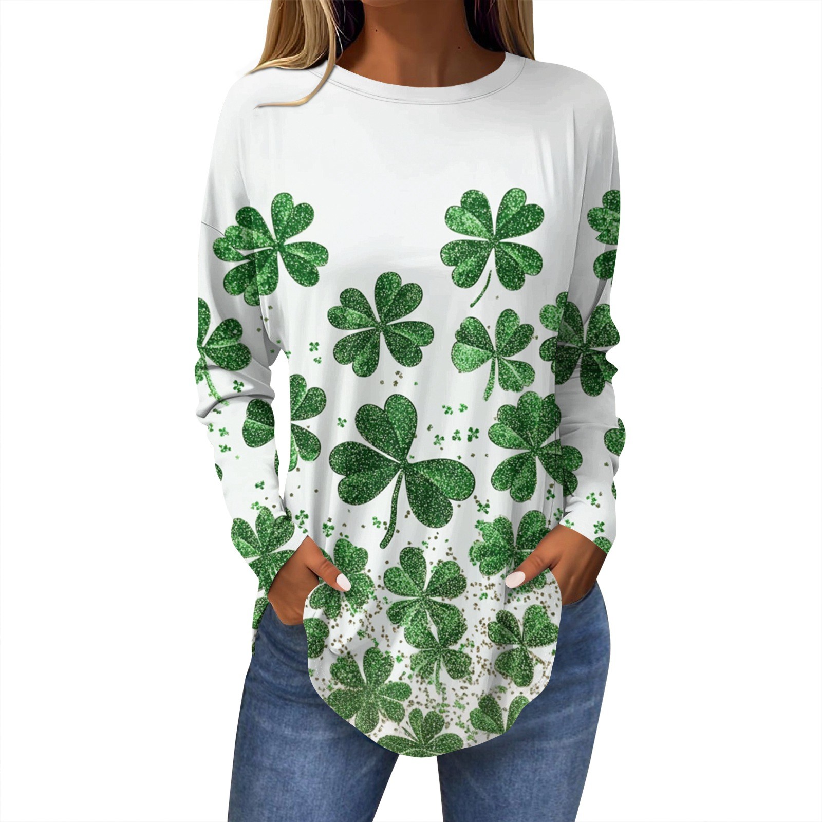 Beopjesk womens st patricks day clover tshirt blessed and lucky clearance